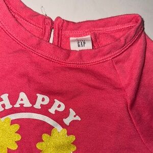 GAP Pink and Yellow Long Sleeve Tee with Happy Design